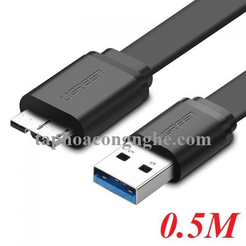 Ugreen 10853 0.5M màu Đen Cáp USB 3.0 sang MICRO USB 3.0 cho ổ cứng dáng dẹt US130 30010853